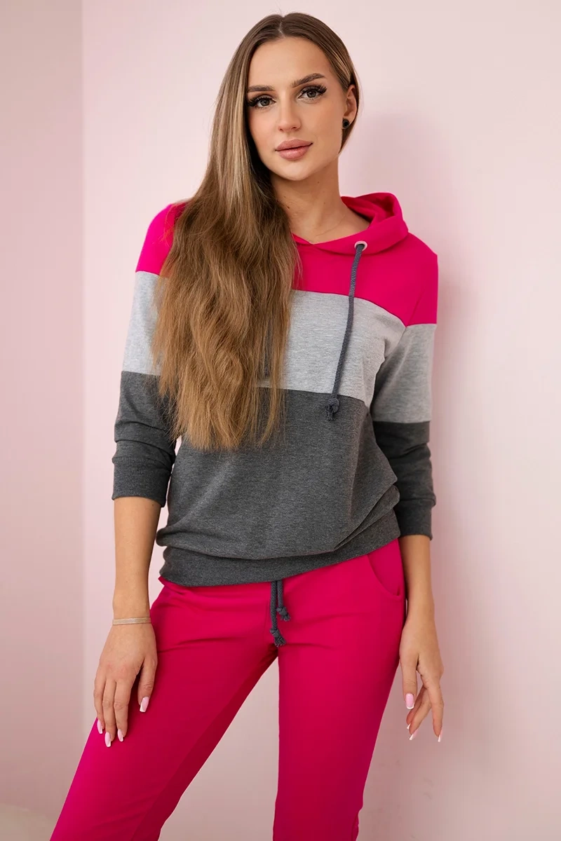 Fuksijų ir pilkos spalvos dryžuotas rinkinys - Image 2