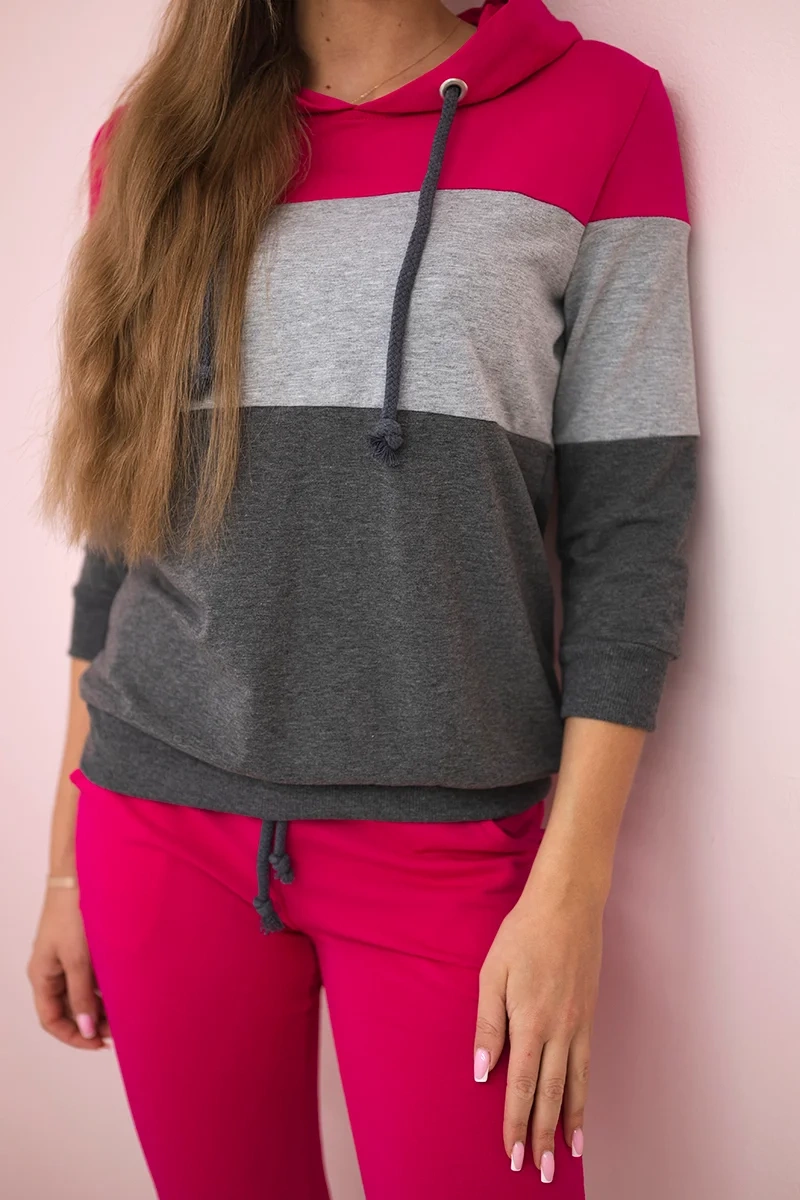 Fuksijų ir pilkos spalvos dryžuotas rinkinys - Image 4