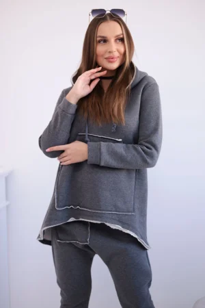 Grafito spalvos kelnių komplektas "Baggy