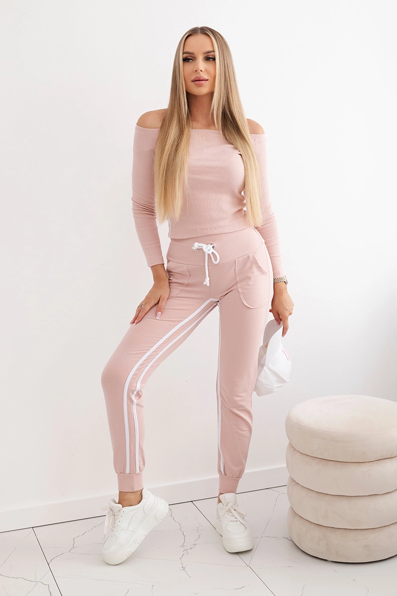 Rinkinys su dvigubomis juostelėmis smėlio spalvos pudra - Image 2