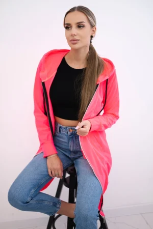 Suknelė su gobtuvu, džemperis, rožinė, neoninė