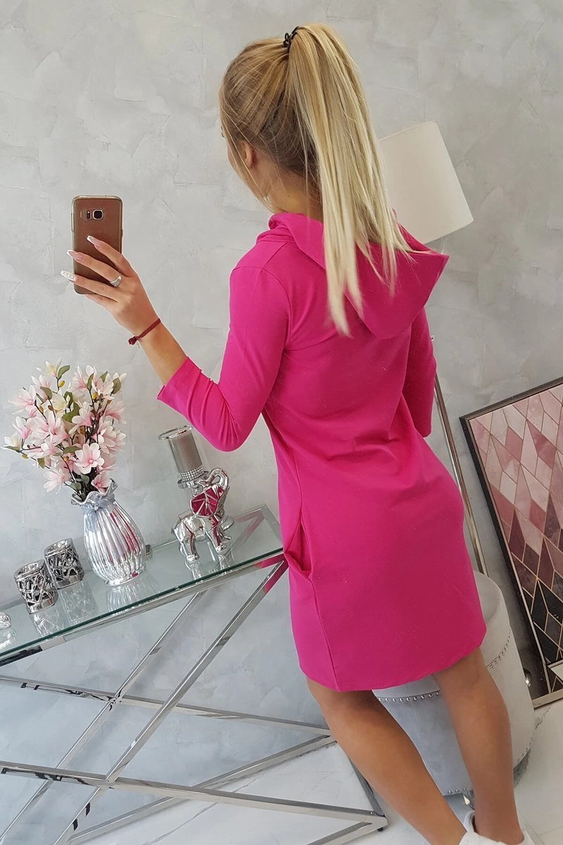 Suknelė su gobtuvu ir kišenėmis fuksijų spalvos - Image 7