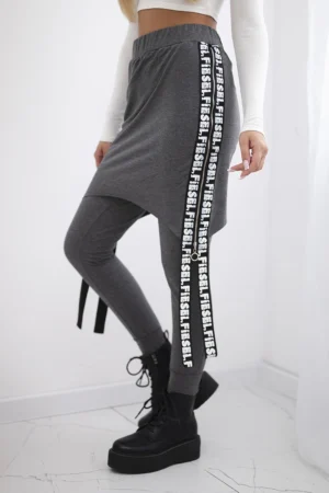 Kelnės / kostiumas su užrašu "selfie" grafito spalvos