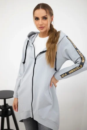 Džemperis su užtrauktuku nugaroje pilkos spalvos