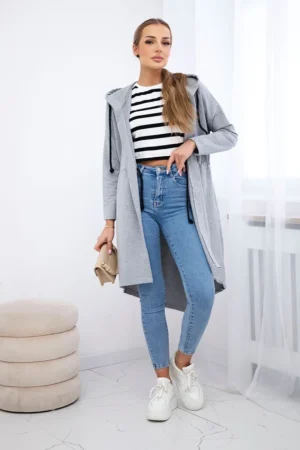 Ilgesnis nugaros apsiaustas pilkos spalvos