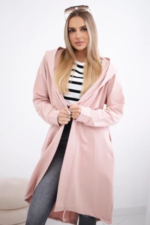 Spausdintas oversize apsiaustas tamsiai pudros rožinės spalvos