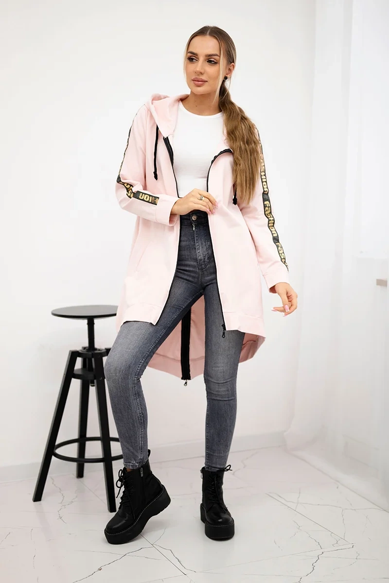 Džemperis su užtrauktuku nugaroje pudros rožinės spalvos - Image 2