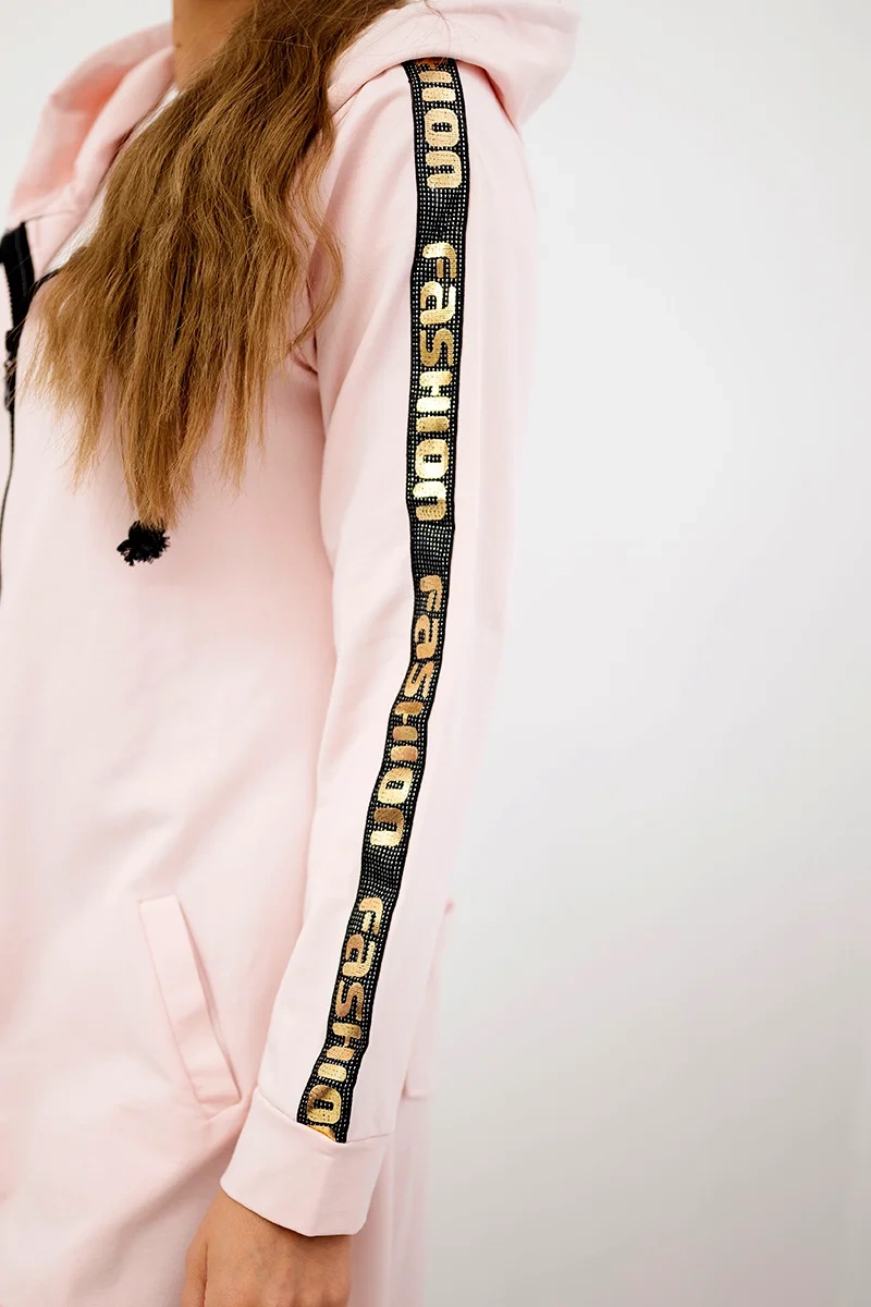 Džemperis su užtrauktuku nugaroje pudros rožinės spalvos - Image 3