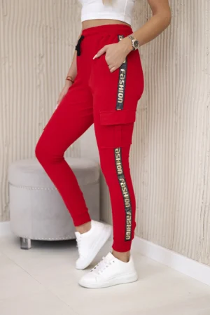 Krovininės kelnės raudonos spalvos