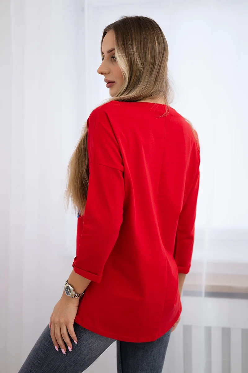 Amerikietiška mergaitė grafinė palaidinė raudona S/M - L/XL - Image 3