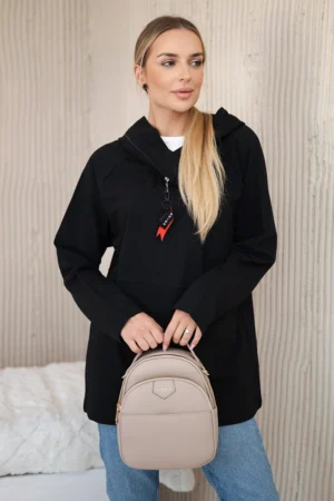 Tunika su gobtuvu ir užtrauktuku Oversize juoda