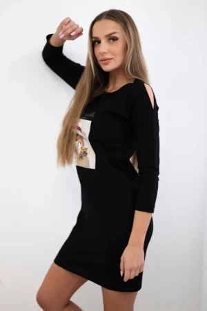 Krepšelio rašto suknelė juoda