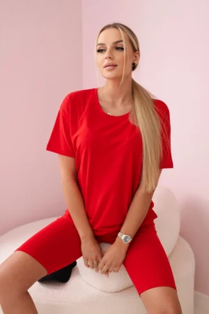 Viršutinio trikotažo ir kelnaičių rinkinys raudona