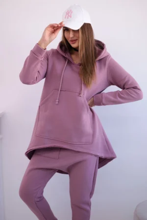 Tamsiai rožinės spalvos kelnių komplektas