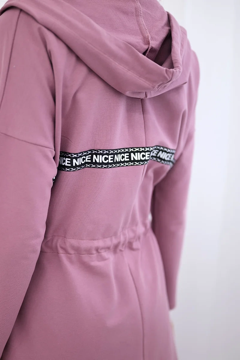 Ilgesnis apsiaustas tamsiai rožinės spalvos - Image 4