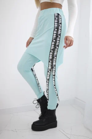 Kelnės / kostiumas su užrašu "selfie" mėtų mėta