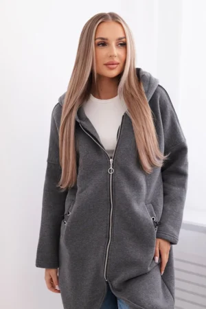 Apšiltintas ilgas grafito melanžas spalvos džemperis