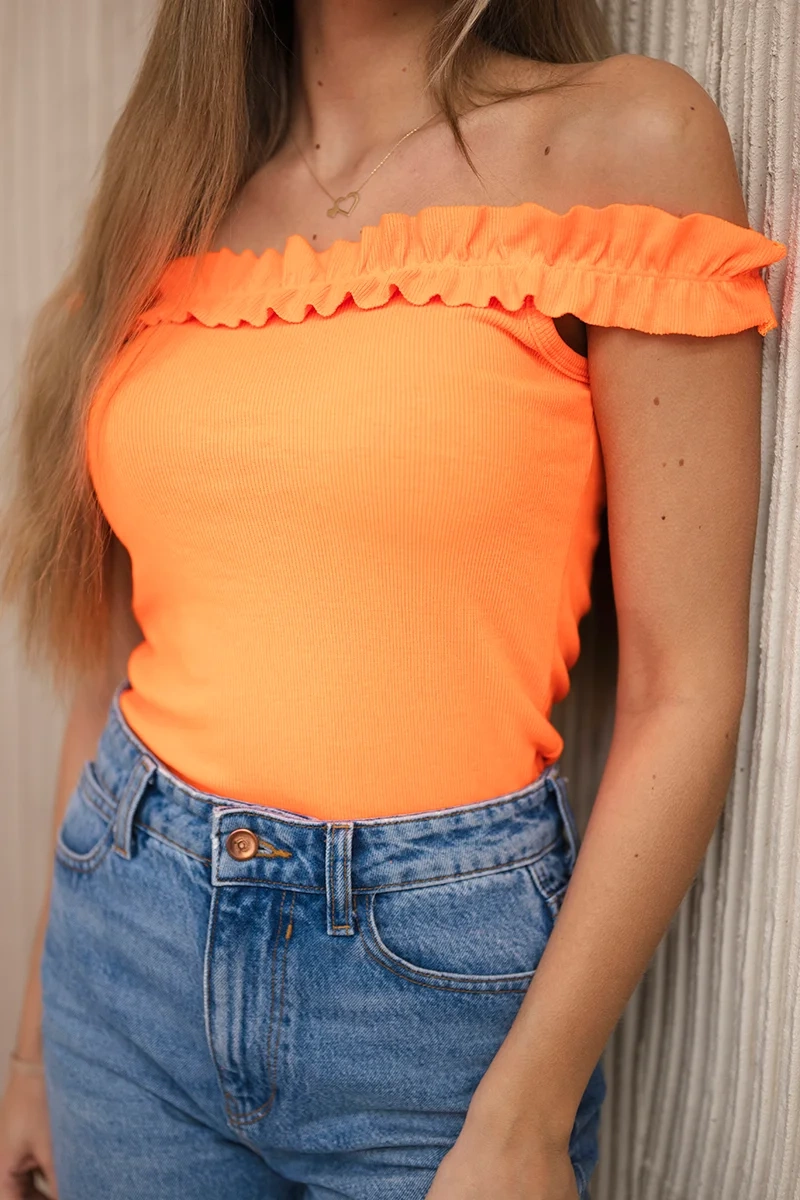 Ispaniška palaidinė su raukiniais oranžinė neoninė - Image 4