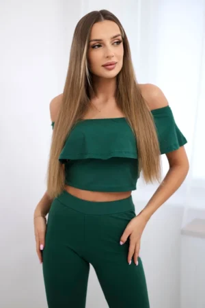 Rinkinys su apvadais tamsiai žalias