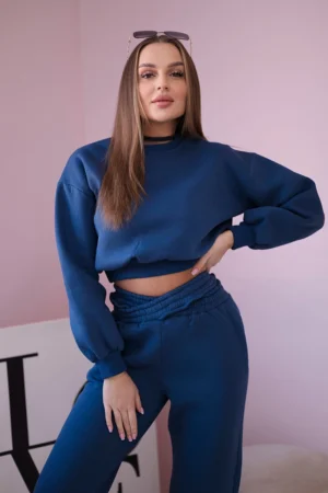 Apšiltintas rinkinys su trumpais džinsiniais marškinėliais