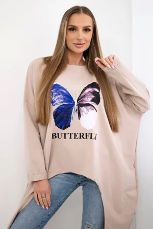 Oversize margintos palaidinės formos palaidinė smėlio spalvos