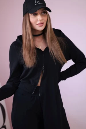 Džemperio komplektas su ilgesniu šonu juodas