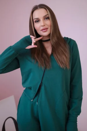 Džemperių rinkinys su ilgesniu šonu tamsiai žalias