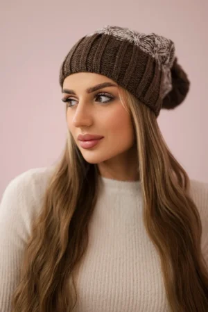 Milano vilnonė kepurė K203 ecru melanžas+mocca
