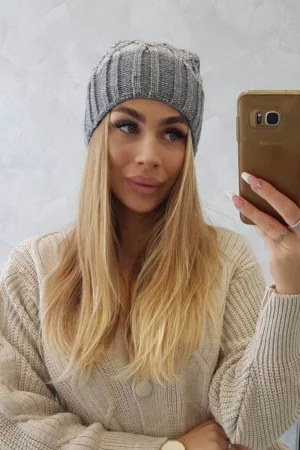 Milano vilnonė kepuraitė K203 pilka melanžas+pilka