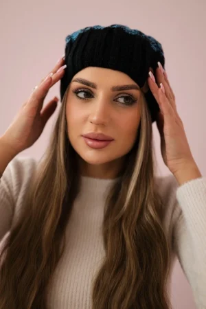 Milano vilnonė kepurė K203 turquoise melange+black