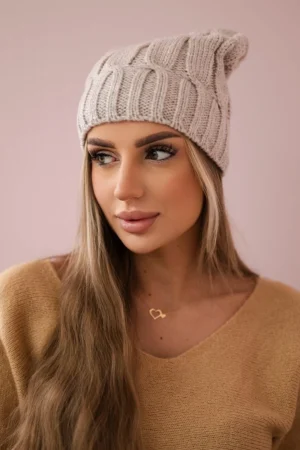 Vilnonė kepurė Iwona K221 beige