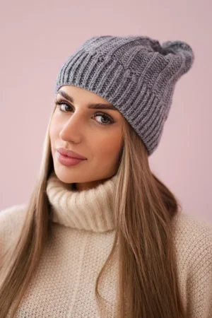 Anna vilnonė kepurė K238 tamsiai pilka