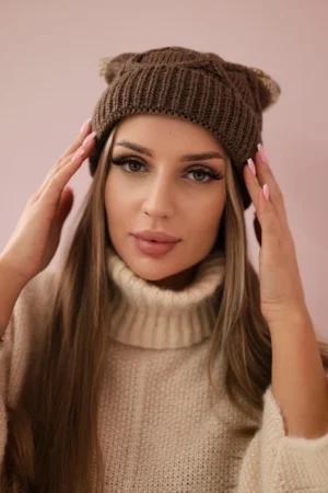 Alice vilnonė kepurė K248 cappuccino+ecru