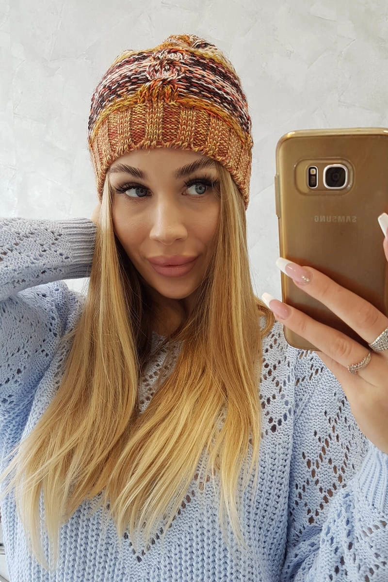 Klaudia vilnonė kepurė K255 oranžinė+geltona - Image 3