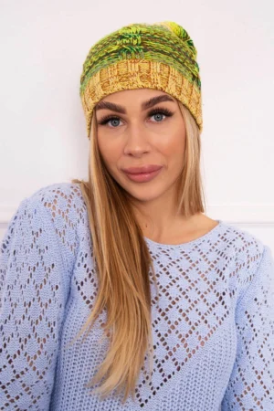Klaudia vilnonė kepurė K255 neoninė žalia+geltona