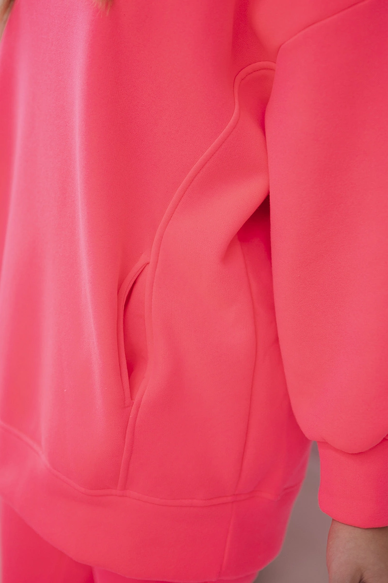 Apšiltintas rinkinys su megztiniu su gobtuvu rožinės spalvos neoniniu atspalviu - Image 4