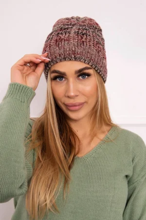 Melisa vilnonė kepurė K241 bordo+bėžinė