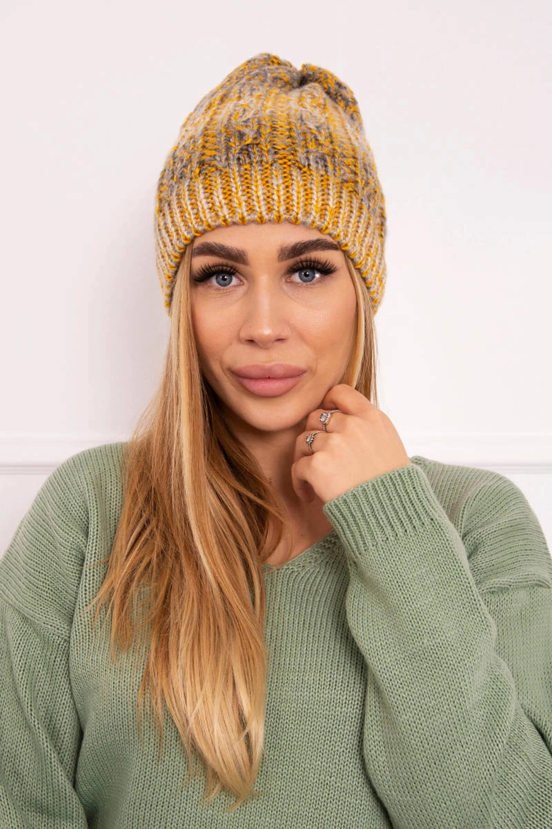 Melisa vilnonė kepurė K241 mustard+grey