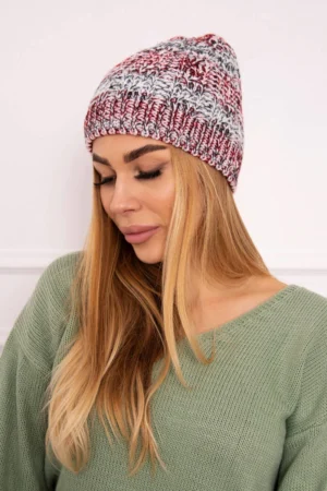 Melisa vilnonė kepurė K241 bordo+pilka