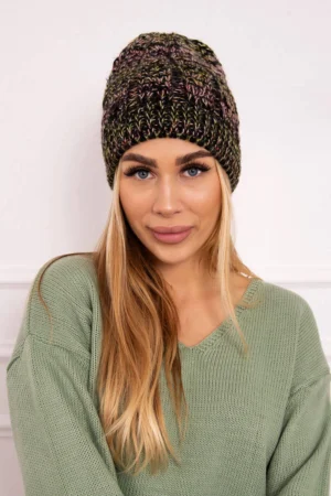Melisa vilnonė kepurė K241 black+olive