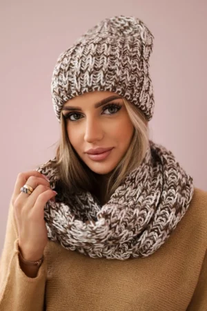 Moteriškas vilnonis rinkinys Merry K202 rudas+ecru