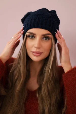 Vilnonė kepurė Sandra K210 tamsiai mėlyna