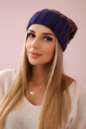 Paryžiaus vilnonė kepurė K213 violetinė+pūstos spalvos