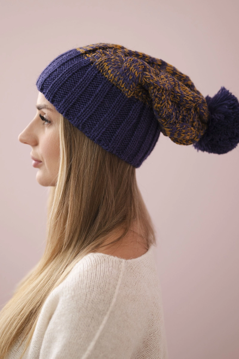 Paryžiaus vilnonė kepurė K213 violetinė+pūstos spalvos - Image 2