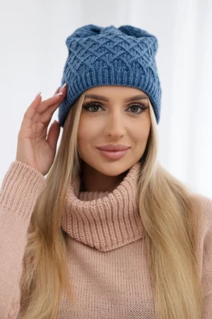 K204 džinsinė vilnonė languota kepurė