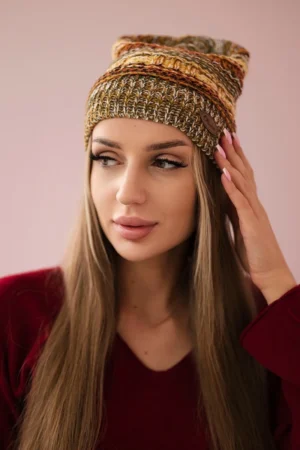 Patrycja vilnonė kepurė K254 mustard+brown