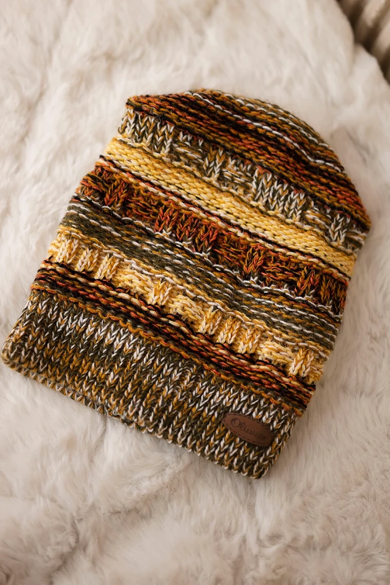 Patrycja vilnonė kepurė K254 mustard+brown - Image 3