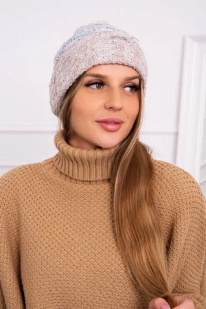 Pola vilnonė kepurė K267 pilka+bėžinė
