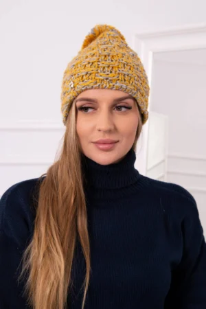 Fiona vilnonė kepurė K275 mustard+grey