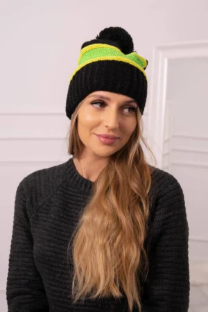 Kinga moteriška kepurė K297 black+kiwi+green neon